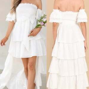 Aura High Low Eyelet Dress White Medium Bridal Shower New